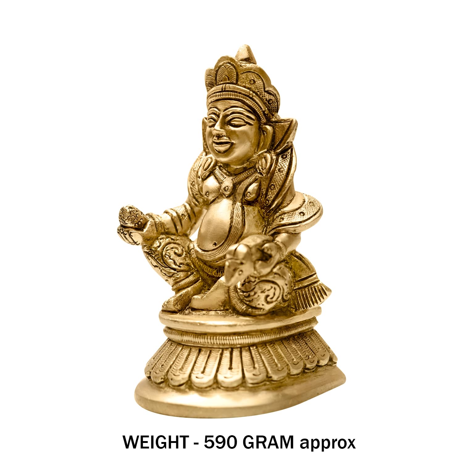 

Lord Kuber Statue, God Kubera Idol For Wealth & Harmony, Brass Statue -4.7 Inch