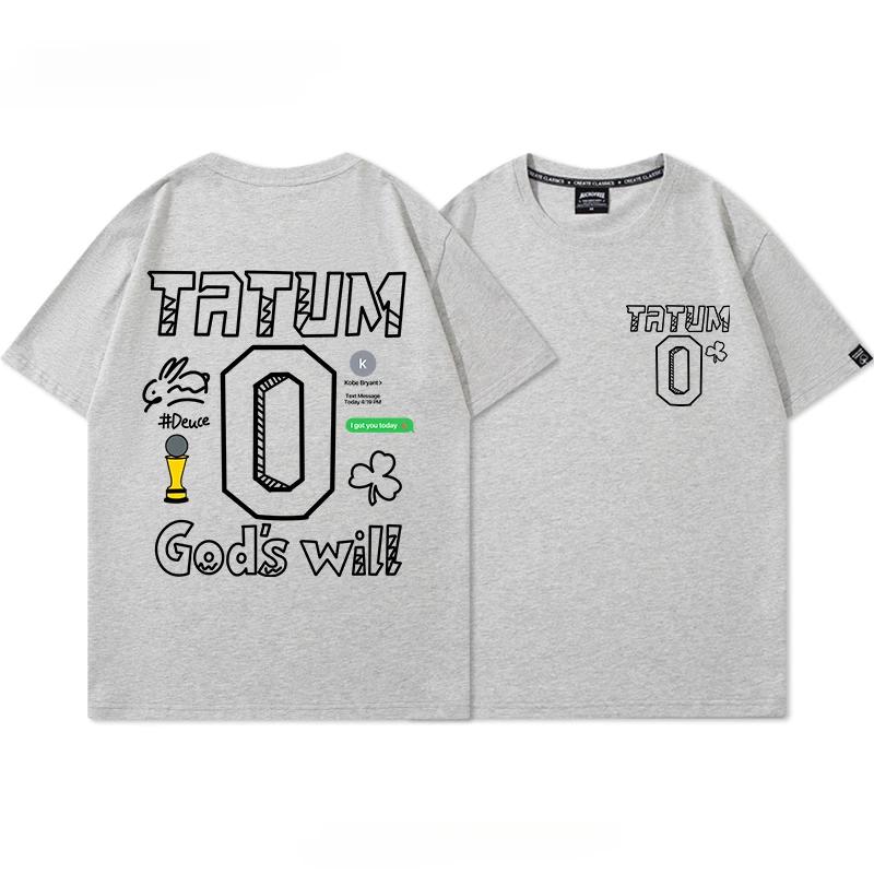 Tričko pro fanoušky basketbalu Boston č. 0 Tatum Graffiti potisk Čistá bavlna Tričko Pár Tričko Topy Nadměrná velikost Krátký rukáv Vysoká kvalita