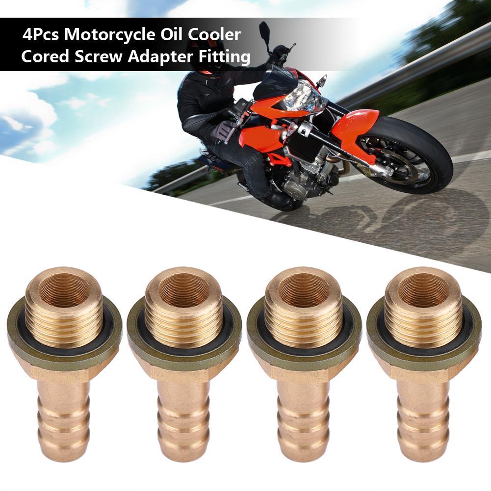 4Pcs Motorcycle Oil Cooler Oil Cooled System M8 Hollow Screw Adapter Fitting M12*1.25mm