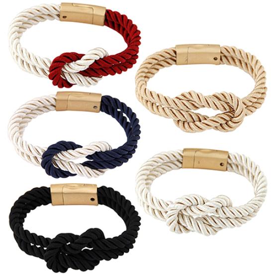 Women's Men's Braided Rope Chain Bracelet With Magnetic Clasp Bow Charm Bangle