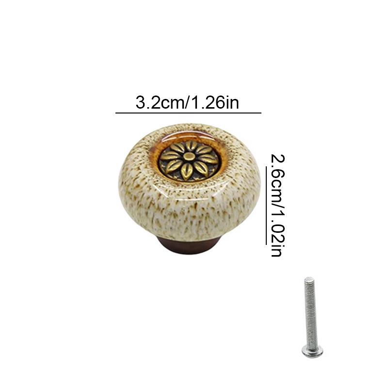 Wardrobe Door Small Handle Retro Cabinet Leopard Print Glass Handle Circular Single Hole Handle Home Decoration