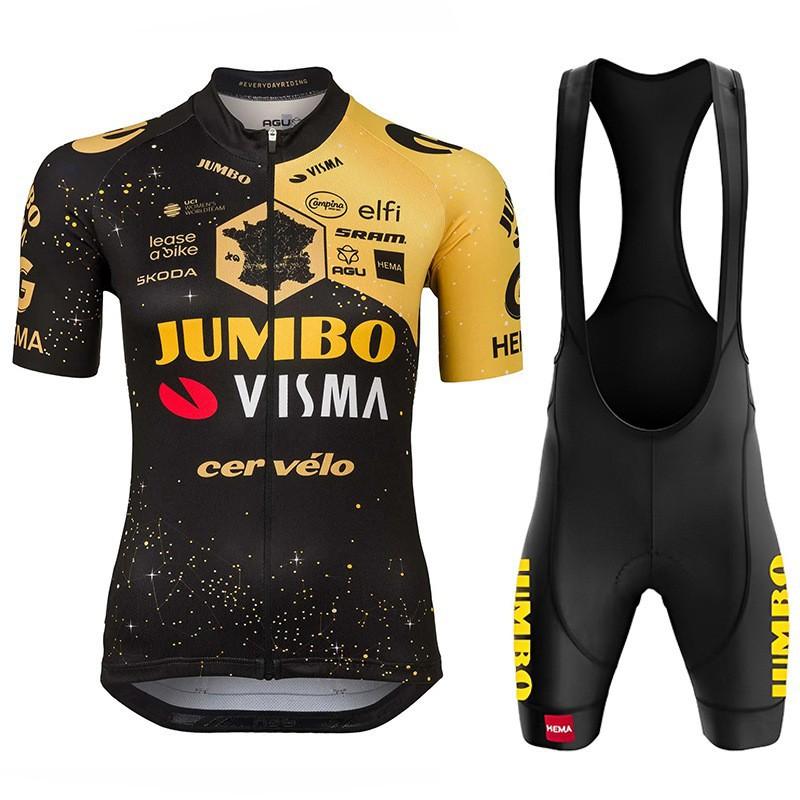 JUMBO Tour De France Completo da Ciclismo Manica Corta Uomo Donna Versione Squadra Strada Traspirante Maglia