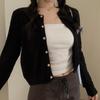 Round Neck Long Sleeve Red Knit Cardigan Womens Autumn Slim Elegant Sweater Coat
