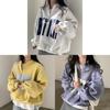 Frühlings Koreanischer Chic Damen Letter Print Hoodie Mit Stehkragen Und Lockerer Passform Für Freizeitkleidung