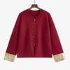 Elegant Plus Size Women's Red Jacket - New Chinese National Style, Autumn 2025 Knitwear, Style 22115