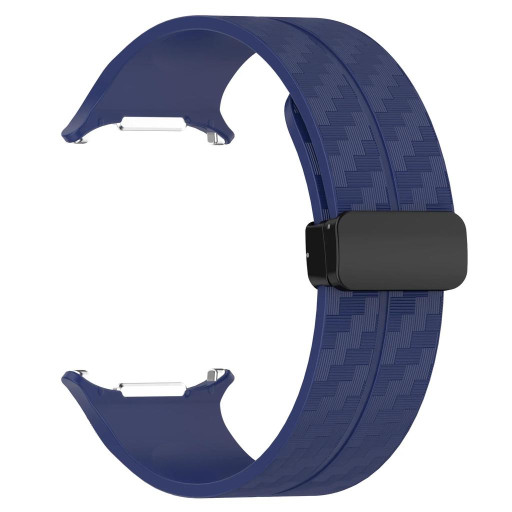 Carbon Fiber Pattern Strap for Samsung Galaxy Watch 7 Ultra 47mm Magnetic Clasp Band for Galaxy Watch 7 Ultra Silicone Bracelet