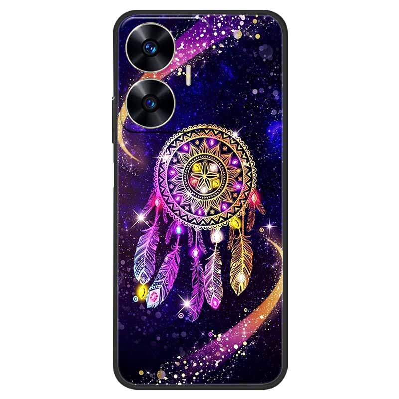 Phone Cover For Realme C55 Case Black Silicone Fundas For Realme C55 RMX3710 TPU Soft Back Coque Star Painted on RealmeC55 C 55