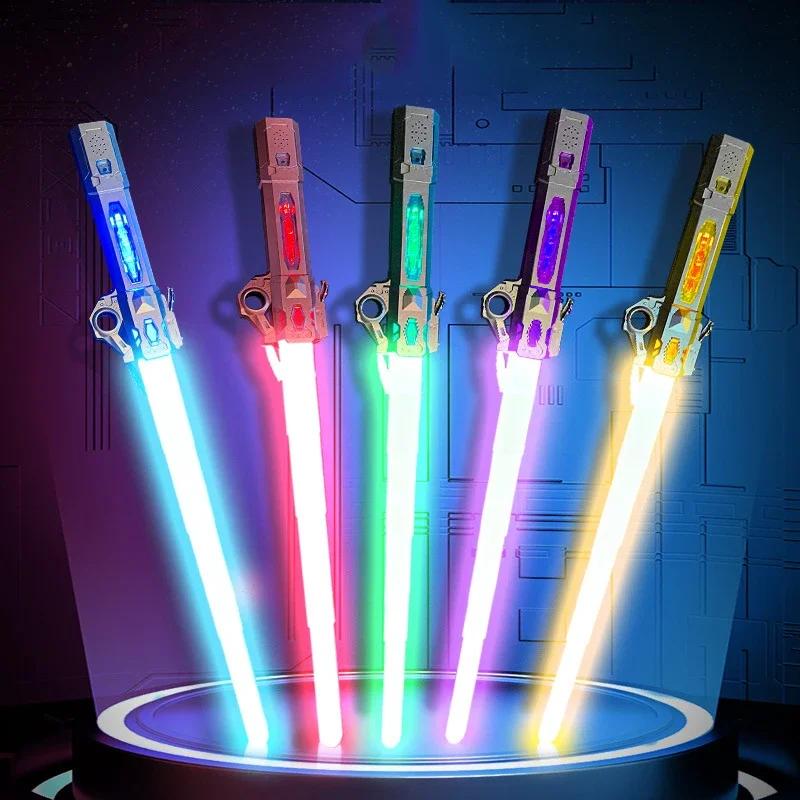 Children Colorful Glowing Sword Toys Telescopic Music Laser Sword 2-In-1 Rotating Decompression Toy Light Sword Kids Adult Toys