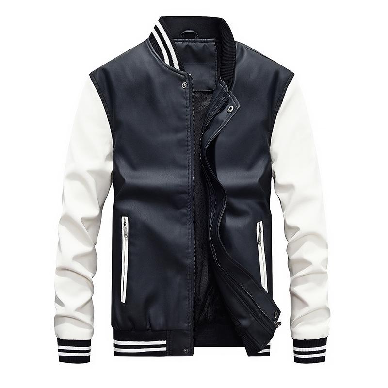 Young Men's Casual PU Leather Jacket, Baseball Stand Collar – Trendy Spring/Autumn Outerwear 7701.