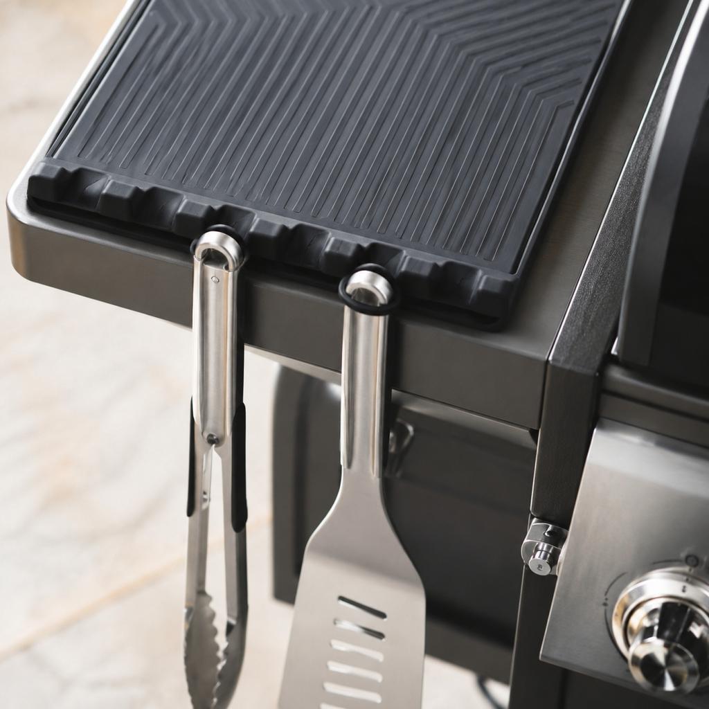 Silikon BBQ Grill Seitenablagenmatte Hitzebeständig Rutschfest Langlebiger Oberflächenschutz für Outdoor-Kochzubehör