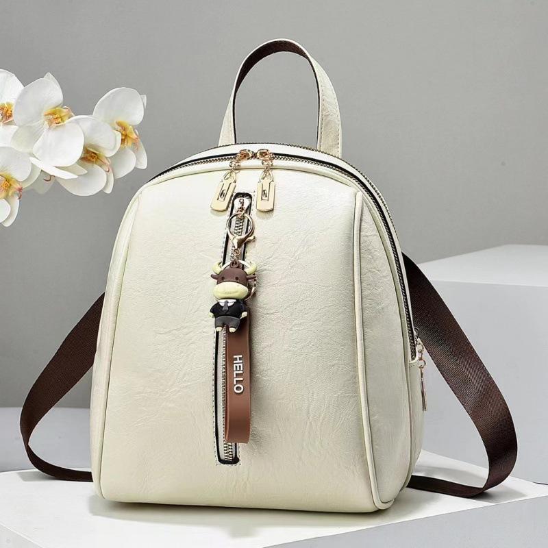 

New women s shoulder soft leather travel small backpack bag school bag large capacity mother backpack bag bags бежевый