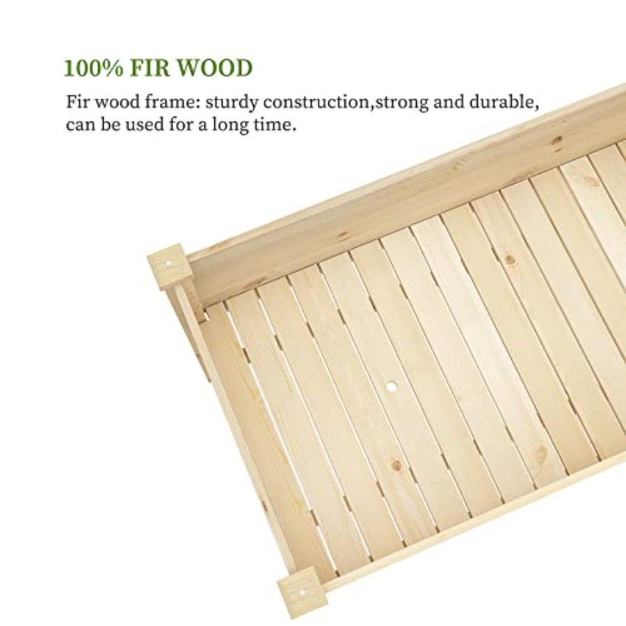 Outdoor Wood Raised Garden Bed Elevated Reinforced Large Planter Box with Storage Shelf for Vegetable Flower Backyard Patio Gar