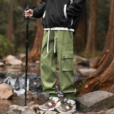 Work Pants for Men Loose and Handsome Multi-pocket Military Green Tie Pants Autumn Retro Paratrooper Pants