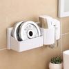 No-Drill Wall-Mounted Hair Dryer Holder with Storage Shelf