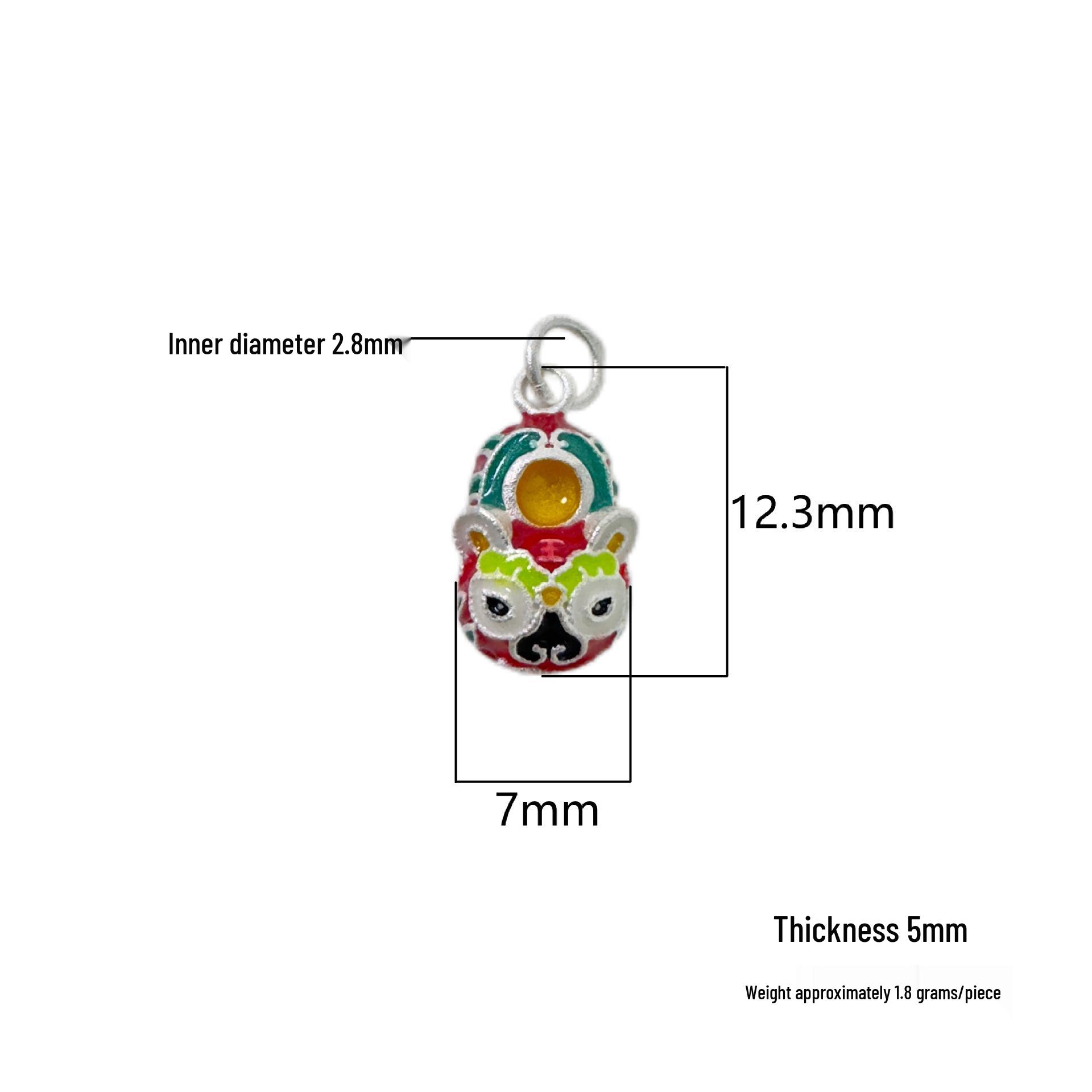 S999 Sterling Silver Enamel Tiger Head Pendant for Necklace or Bracelet