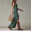 2026 idyllic summer new small floral printing slim-fitting and thin waist large skirt strap dress