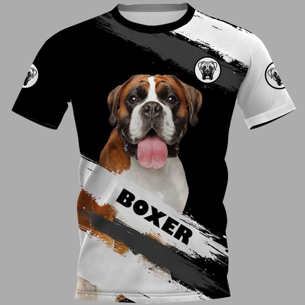 Sommer Rundhals 3D Hundeaufdruck Top Modische Lässige Kurzarm Herren T-Shirts