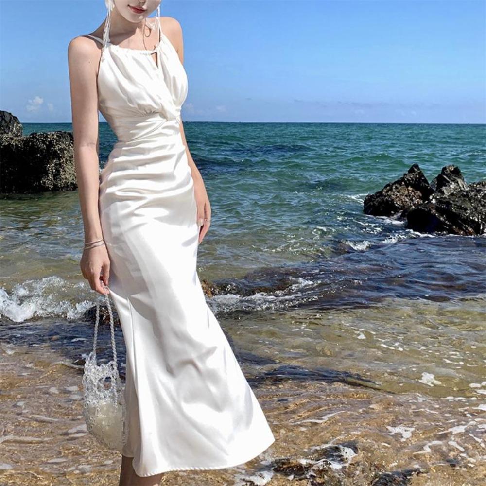 Maxikleider für Damen Abschlussball Elegant Ärmellos Damen Vestidos Meerjungfrau Robe 2026 Mode Schlanke Dame Rundhalsausschnitt Einfarbig Einteiler Kleid