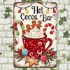 1pc Christmas Hot Cocoa Bar Metal Sign. Weather-Resistant Wall Art with Pre-Drilled Holes for Farmhouse,Home, Cafe, Garage De