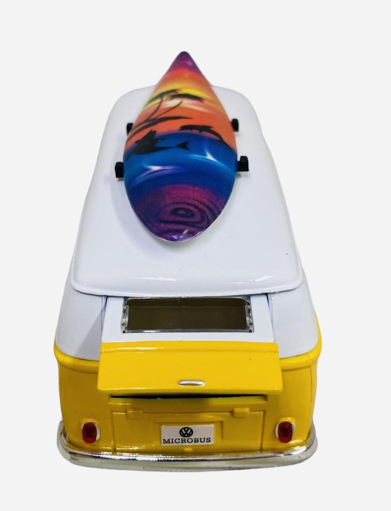 Kinsmart 1/32 Scale Diecast Car (Kinsmart) 1962 Volkswagen Bus Love & Peace with Surfboard, Yellow