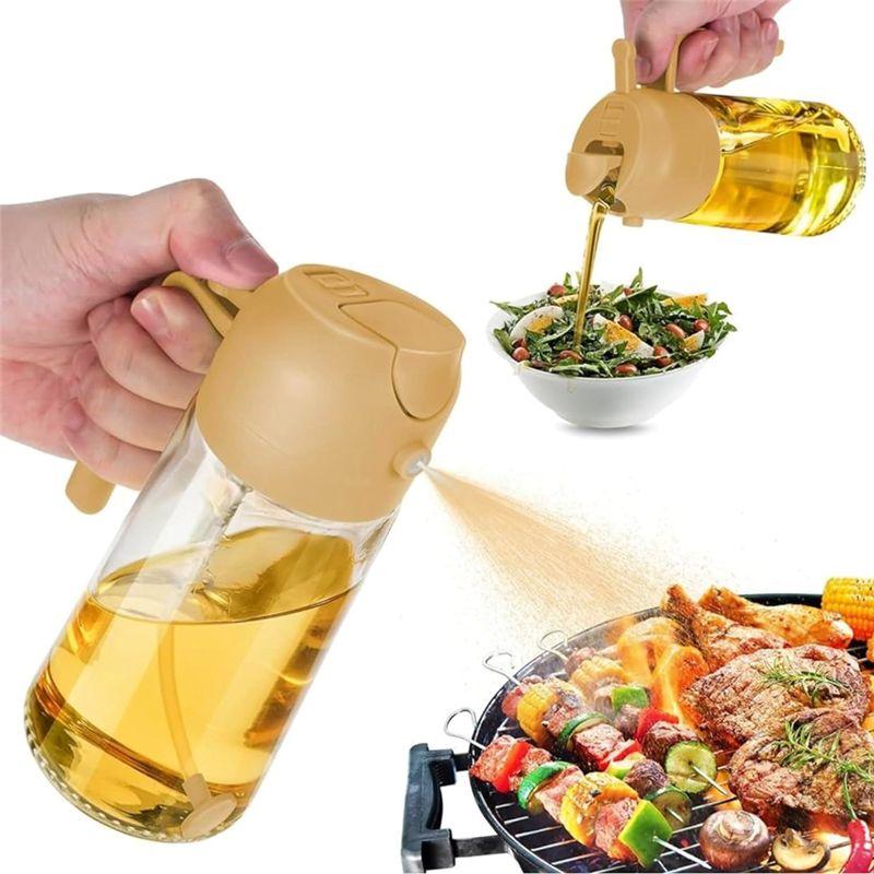 ABWR-Kitchen Spray, 2 In 1 Olive Oil Dispenser And Oil Sprayer Bottle, Oil Dispenser Bottle For Kitchen For Air Fryer