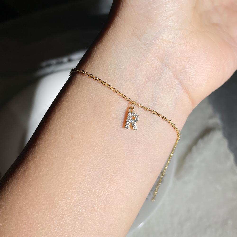 Classic Pave Zirconia A-Z Letter Bracelet Women Fashion 26 Initials Stainless Steel Chain Charm Bracelet For Women Jewelry Gift