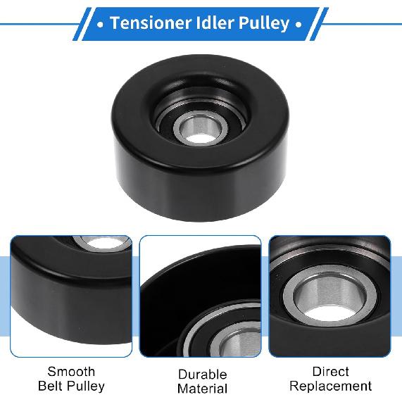 1 Pc Drive Belt Idler Pulley for Ford Escort 1998-2004,for Ford for Mustang 1998-2004 Iron Black Serpentine Tensioner Pulley Idler