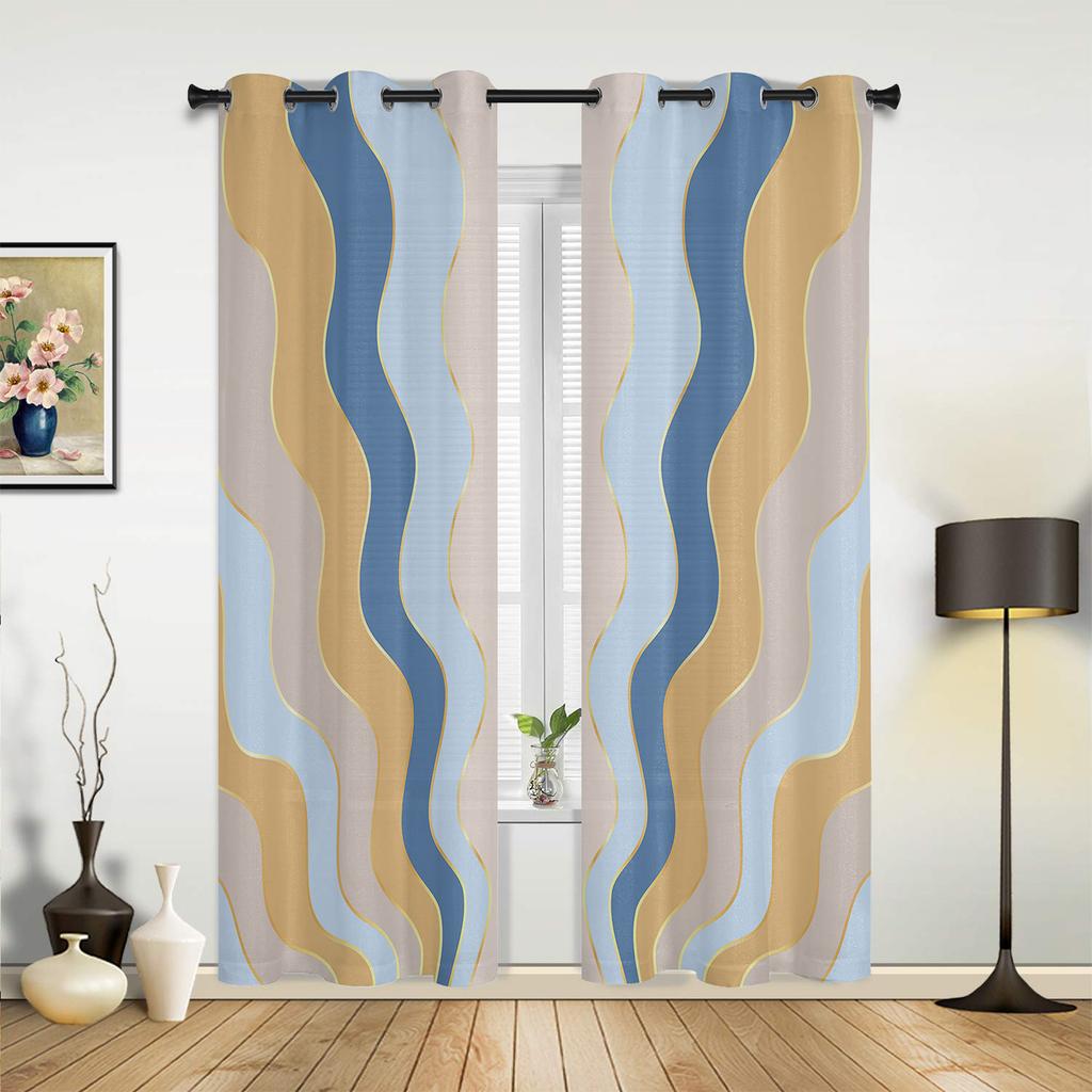 Gradient Ripple Texture Window Curtain Living Room Luxury Valance Curtain for Bedroom Home Kitchen Decor Curtain