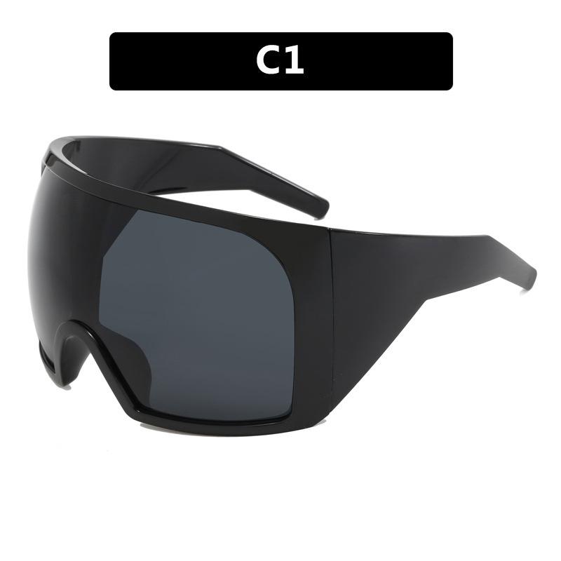 Punk Style Oversized Black Thick Frame Sunglasses for Cycling and Clubbing