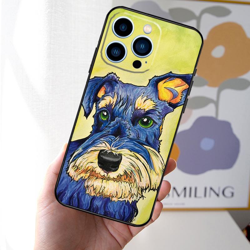 Miniature Schnauzer dog art Case For iPhone 16 15 14 13 12 11 Pro Max Mini Cover X XR XS 8 7 14 16 15 Plus Accessories