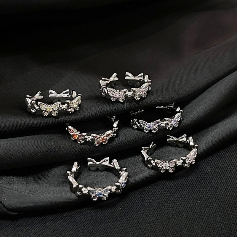 Advanced Super Flash Color Series Zir*****Pen Ring Adjustable Butterfly Index Finger Ring Female