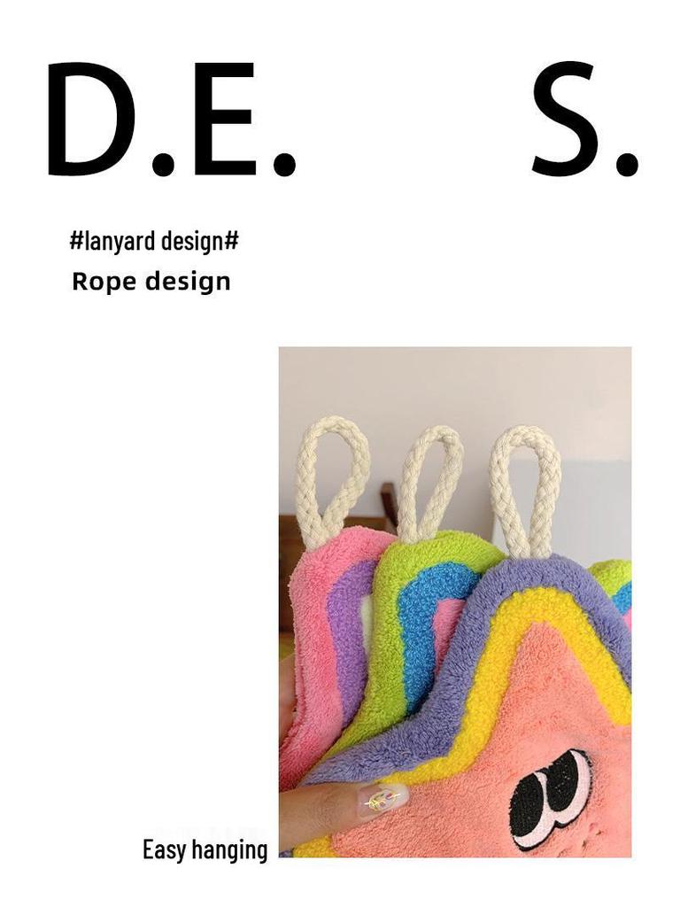 Dopamine Cartoon Coral Fleece Hand Towel: Soft, Quick-Drying, More Absorbent Than Cotton, Perfect for Kids (Spring/Summer)