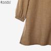 ZANZEA Women Long Sleeve Blouse and Pleated Skirts Casual Two Piece Suit Sets
