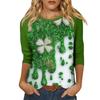 Women's  St. Patrick's Day Print Round Neck Three-Quarter Sleeve Top