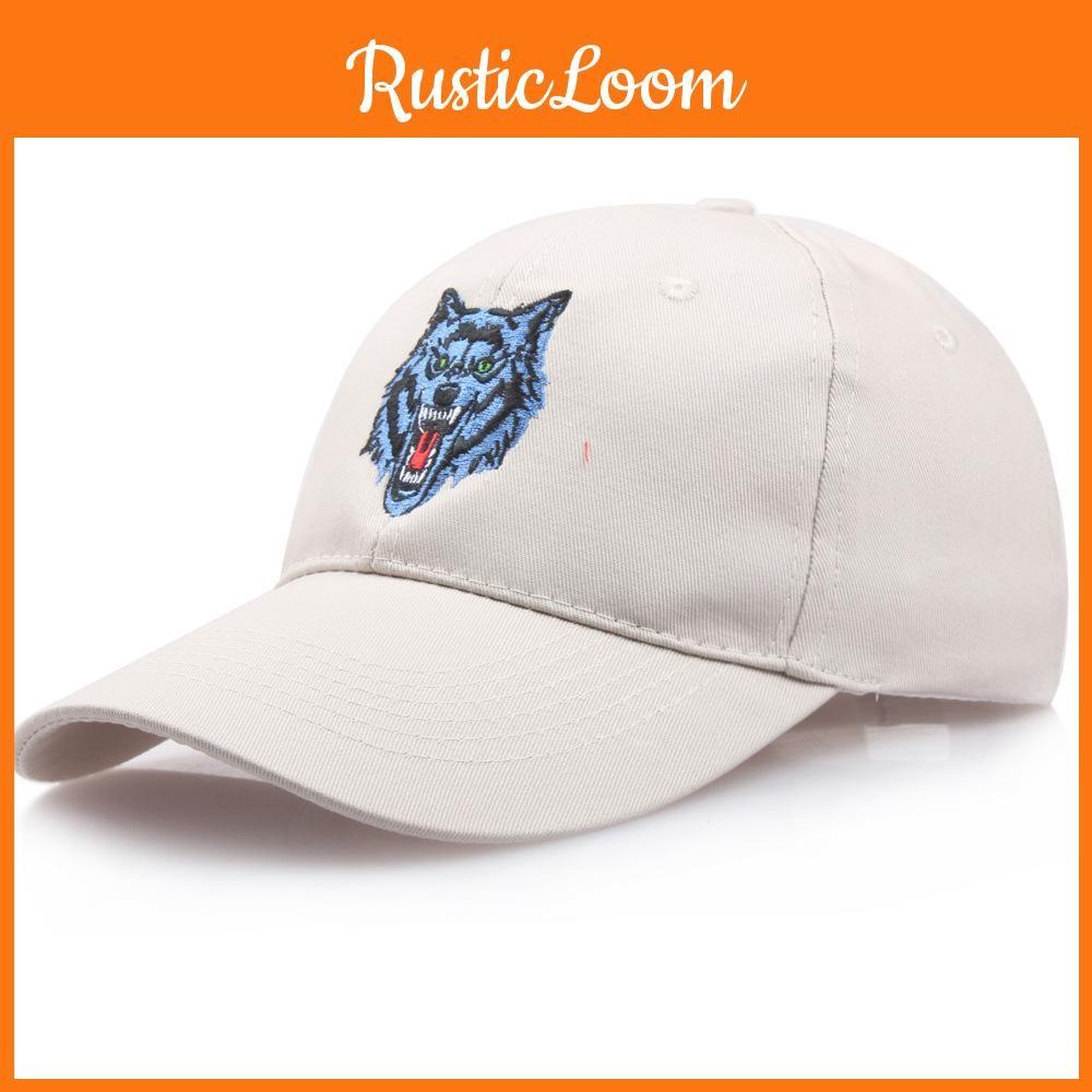 Head Blue Wolf Pattern Embroidered Baseball Caps Outdoor Sports Casual Hats