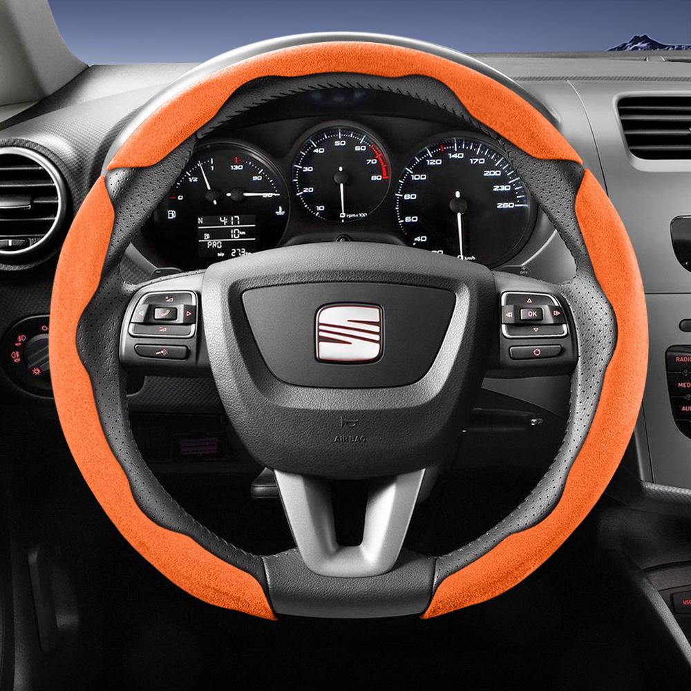 Suitable for Seat Sports Suede Steering Wheel Cover, Split Snap-On Type, Non-Slip and Durable, for Ibiza, Arona, Leon Sportstourer, Ateca and  ujm690