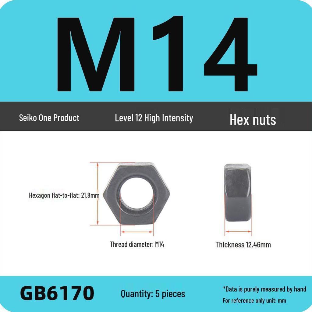 Black Galvanized Nickel-Plated Iron Hex Nut Screw Cap, GB Grades 4.8/8.8/12.9, Sizes M4/M5/M6/M8