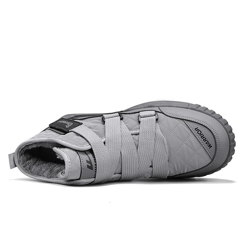 Warrior Warm Durable Height-Increasing Non-Slip Fashionable Simple Fleece Short Snow Boots Men boots Gray WXY-J171N03M