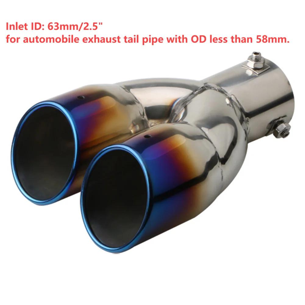 Car Decoration Single/Double Outlet Tail Pipe Car Styling Universal Car Exhaust Trim Muffler Pipe Tail Stainless Steel Curved