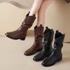 Neue Vintage Plateau Schwarze Martin Stiefel Damen Herbst Merad Western Cowboy Stiefel Mode Stiefel Damen