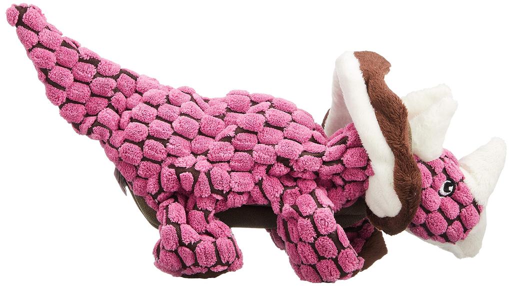Kong Dog Dinos Triceratops 7 Solutions for Separation Barking Crate Weight Educational Training Toy, Small, Chewing, Teething, Anxiety, Boredom, &