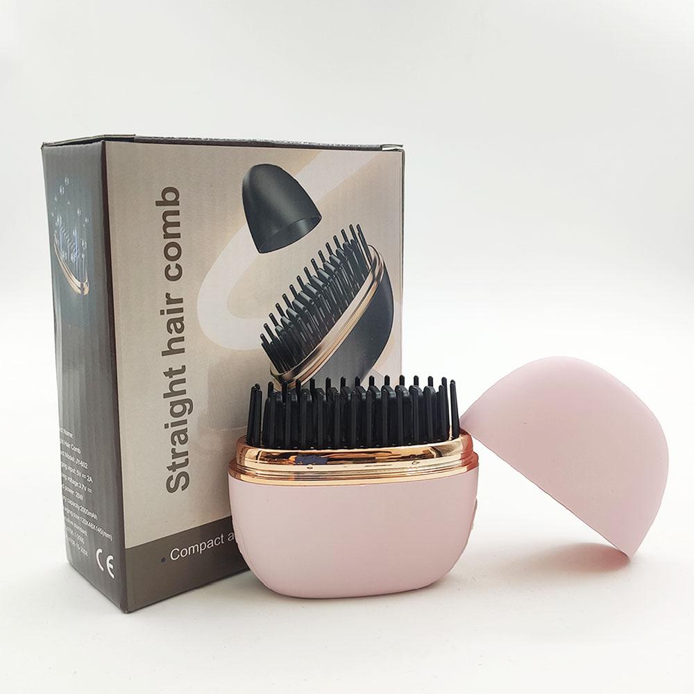 

New Wireless Straightening Comb Portable USB Charging Hair Straightener Brush Heating Plates Comb for Smooth Styling Hair Styler розовый