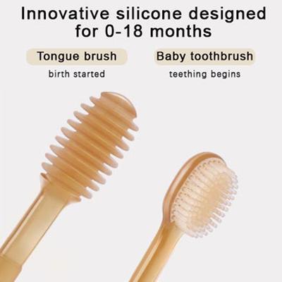 Small Month-Old Baby'S Deciduous Teeth, Tongue Coating And Oral Cleaning Brush