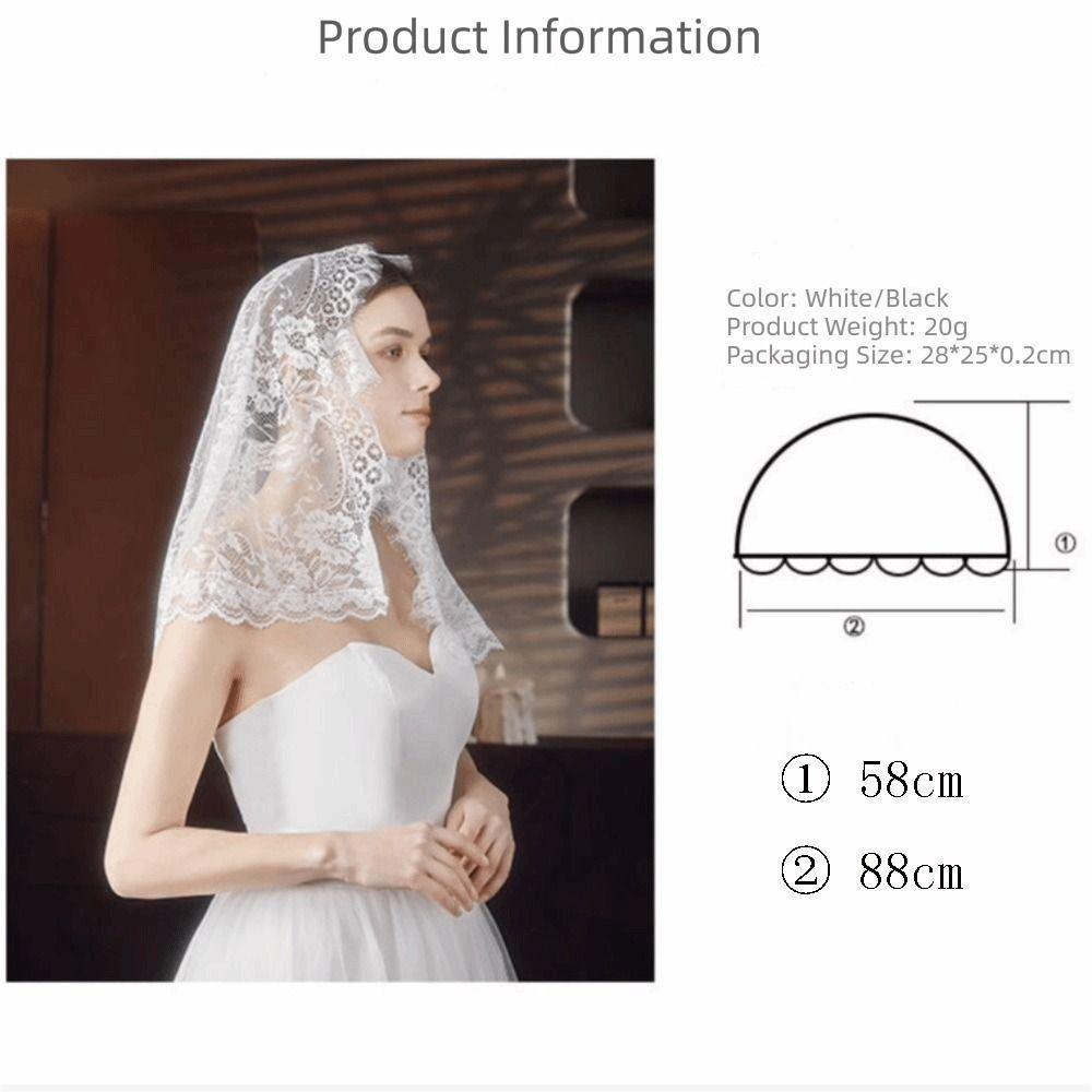 88×58cm Hijab Lace Veil Short Lace Headwrap Bridal Veils Wedding Bridal Headpiece Accessories