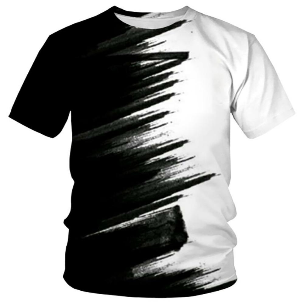 Trendy Tiger 3D Digital Print Men's Fashion round Neck Short Sleeve T-Shirt Summer Casual Wear Standard Fit Youth Popular Style