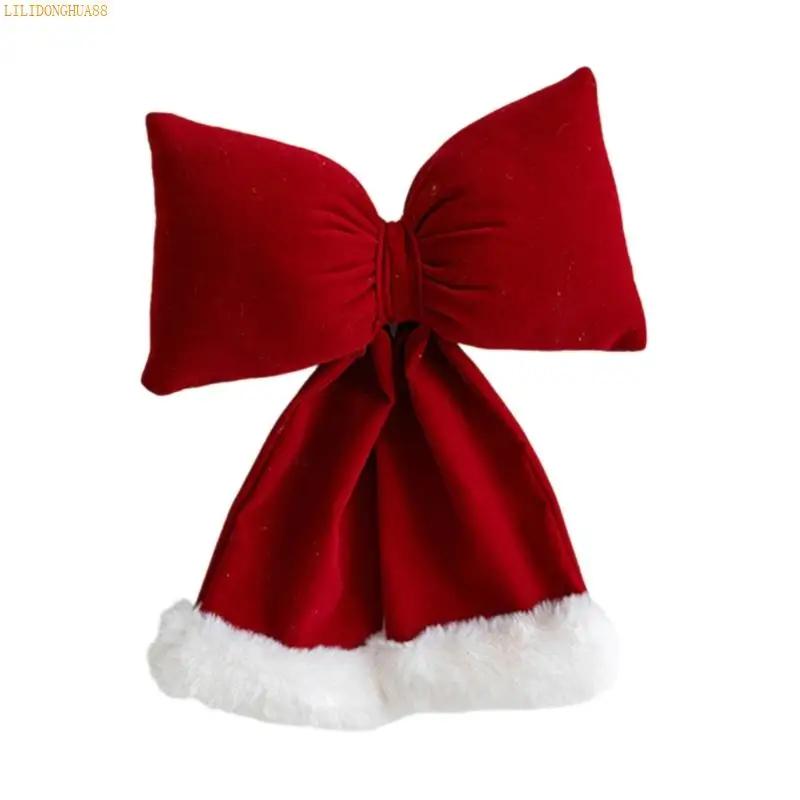 J1HA Luxurious Velvets Holiday Bowknot Decorations Easy Hanging Accessory For Fireplaces Tabletops Christmas Displays