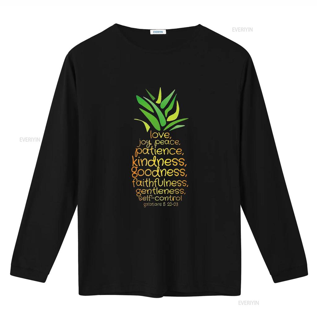 Mens Pineapple T Shirt Bible Fruit Of The Spirit Love Joy Peace Black 4X Large Vintage Washed Graphic Homme