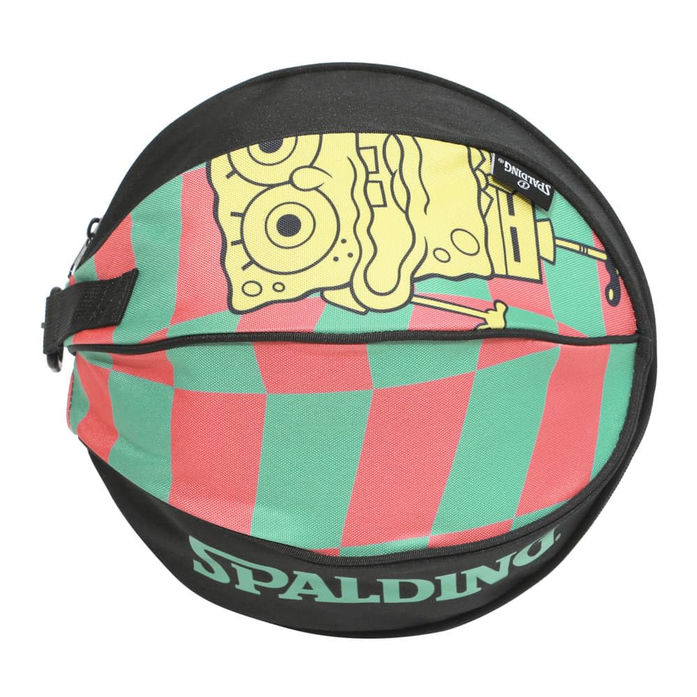 SPALDING SpongeBob SquarePants Checkered Flag Ball Bag, Pink x Mint Green, 27cm Diameter, 49-001SBC