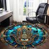 1pc StainedGlass Mandala Office Round Area Rug, Indoor Mat Suitable For Office, Under Office Chairs Bedroom Living Room Home Decor, Room Deco