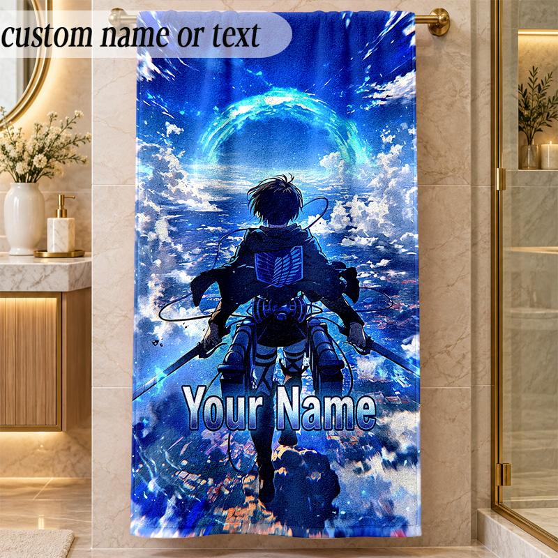 Beach TowelAttack on Titan Custom Name Text Personalized Soft Towel for Beach Pool Indoor Home Decor Gift